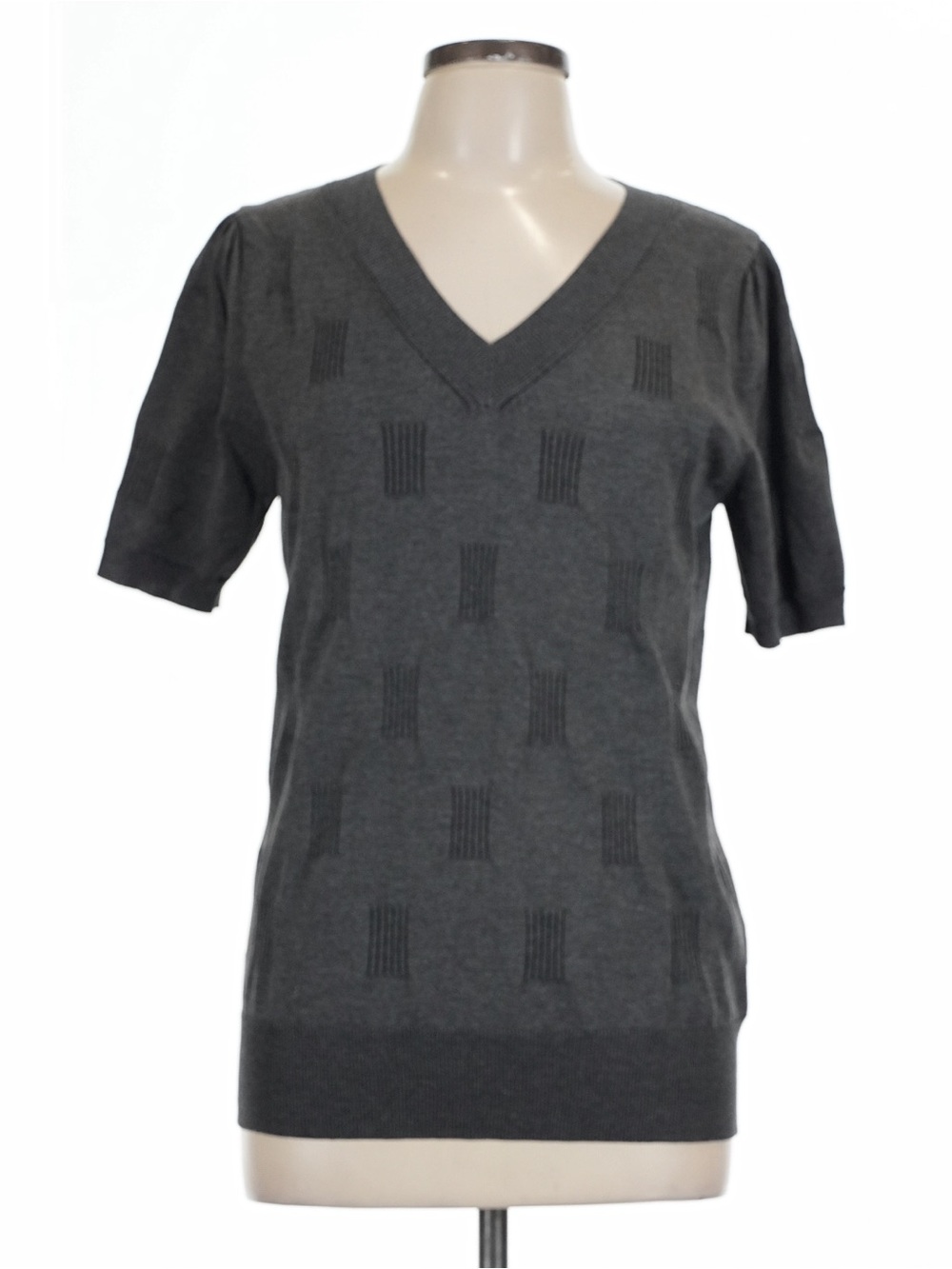 Charcoal V-Neck Short Sleeve Sweater
